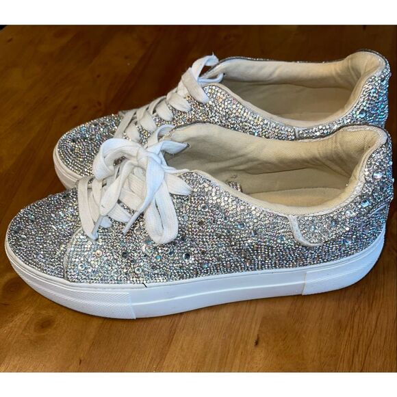 Betsey Johnson Sidny Silver Glitter Sneakers Women's Size 8 - Picture 7 of 11